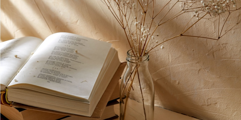 Open book showing poetry
